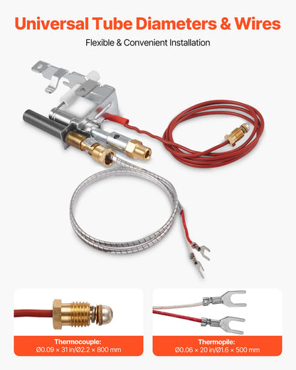Gas Pilot Assembly, OE 14D0477, LPG8404, SRV14D0477 Fireplace Gas Pilot Assembly Kit, LPG Ignition Replacement, Compatible with Lexington Forge, Majestic, Martin, Monessen Models