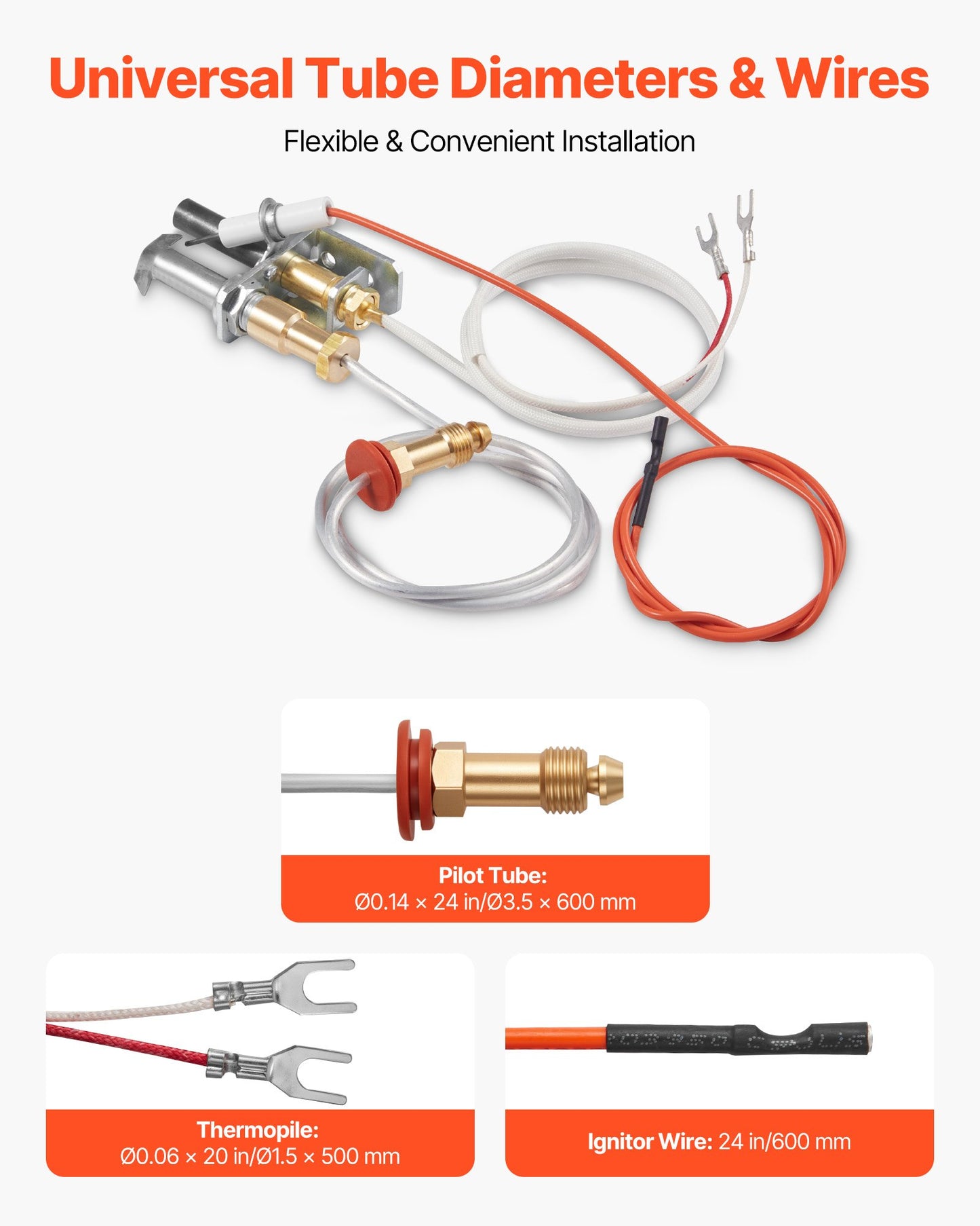 Gaspilot-Baugruppe, OE 446-512A, HSRV 446-512A, SRV 446-512A Kamin-Gaspilot-Bausatz, Ersatz für Erdgaszündung, kompatibel mit Heat &amp; Glo, Heatilator, Lennox, Regency Modellen