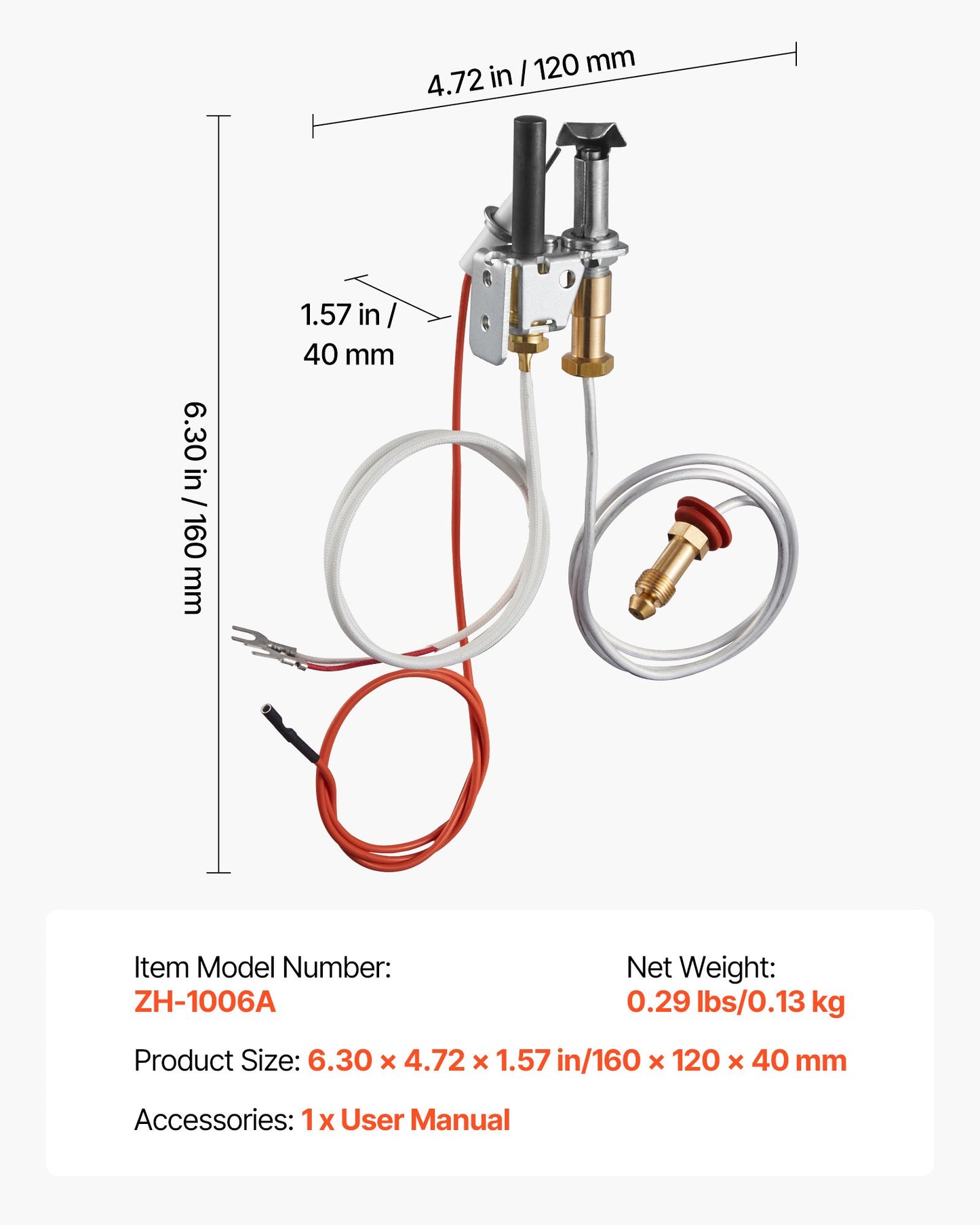 Gaspilot-Baugruppe, OE 446-512A, HSRV 446-512A, SRV 446-512A Kamin-Gaspilot-Bausatz, Ersatz für Erdgaszündung, kompatibel mit Heat &amp; Glo, Heatilator, Lennox, Regency Modellen