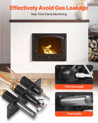 Gas Pilot Assembly, OE 485-510A,4021-736,2103-010 Fireplace Gas Pilot Assembly Kit, Natural Gas Ignition Replacement, Compatible with Quadra-Fire, Heat & Glo, Heatilator Models,Black