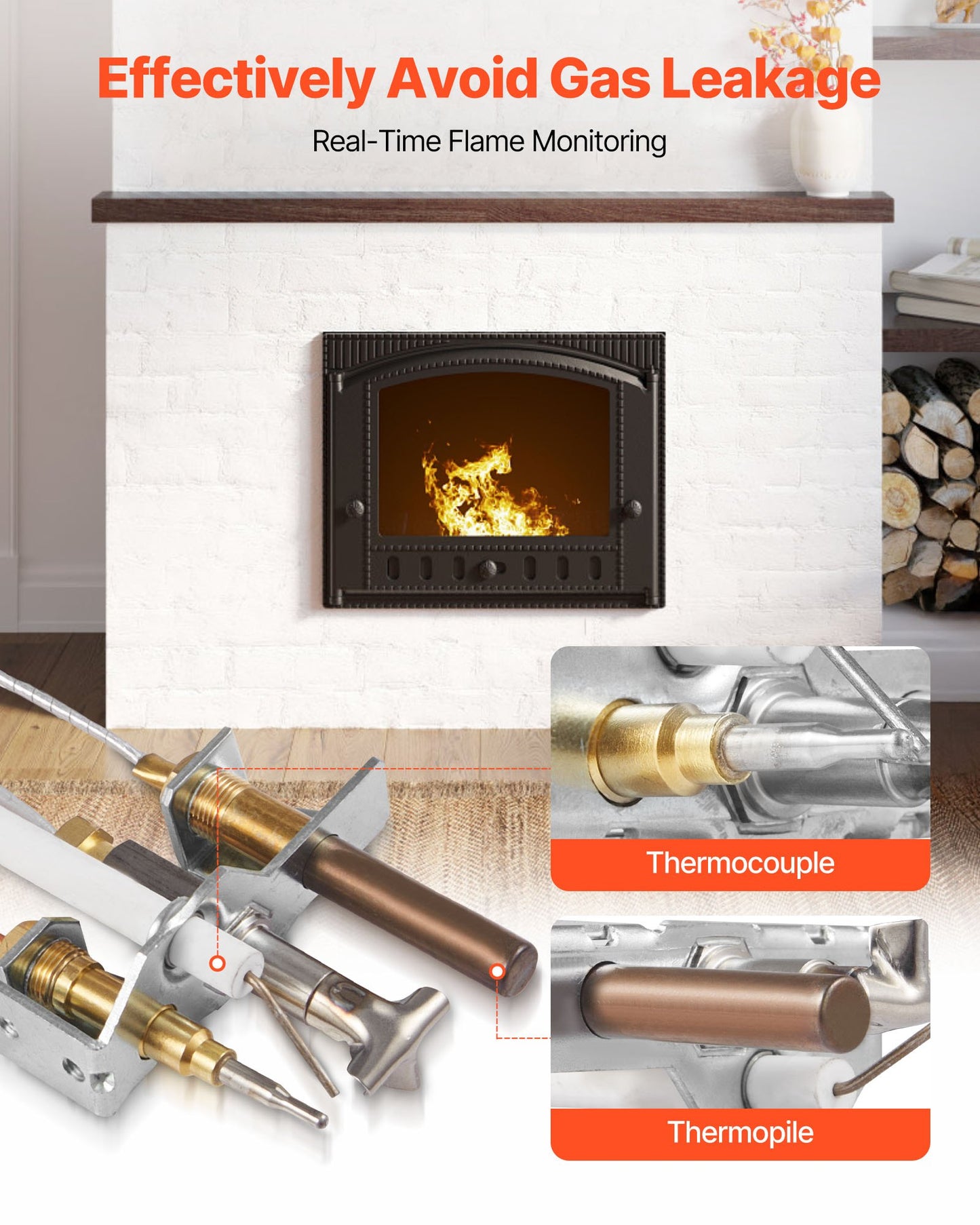 Gaspilot-Baugruppe, OE 4021-732, 25660 Gaspilot-Baugruppe für Kamine, Ersatz für Erdgaszündung mit Pilotrohr, Thermoelement, Thermosäule, Kabeln, kompatibel mit Heatilator-Modellen