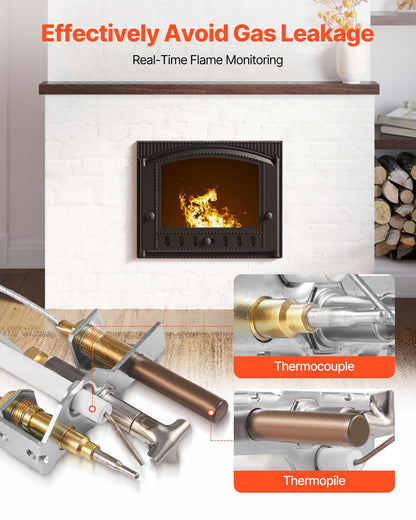 Gaspilot-Baugruppe, OE 4021-732, 25660 Gaspilot-Baugruppe für Kamine, Ersatz für Erdgaszündung mit Pilotrohr, Thermoelement, Thermosäule, Kabeln, kompatibel mit Heatilator-Modellen