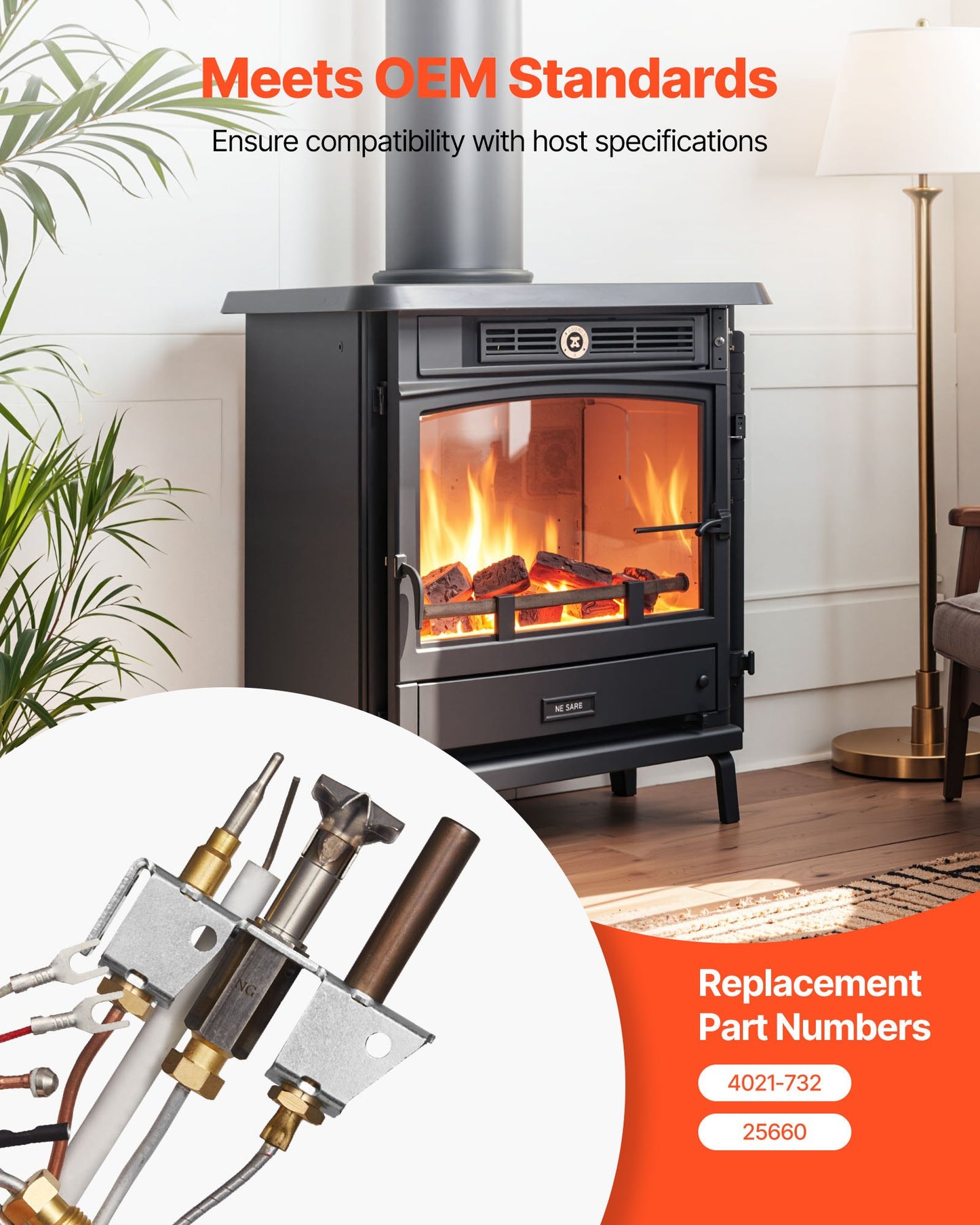 Gaspilot-Baugruppe, OE 4021-732, 25660 Gaspilot-Baugruppe für Kamine, Ersatz für Erdgaszündung mit Pilotrohr, Thermoelement, Thermosäule, Kabeln, kompatibel mit Heatilator-Modellen