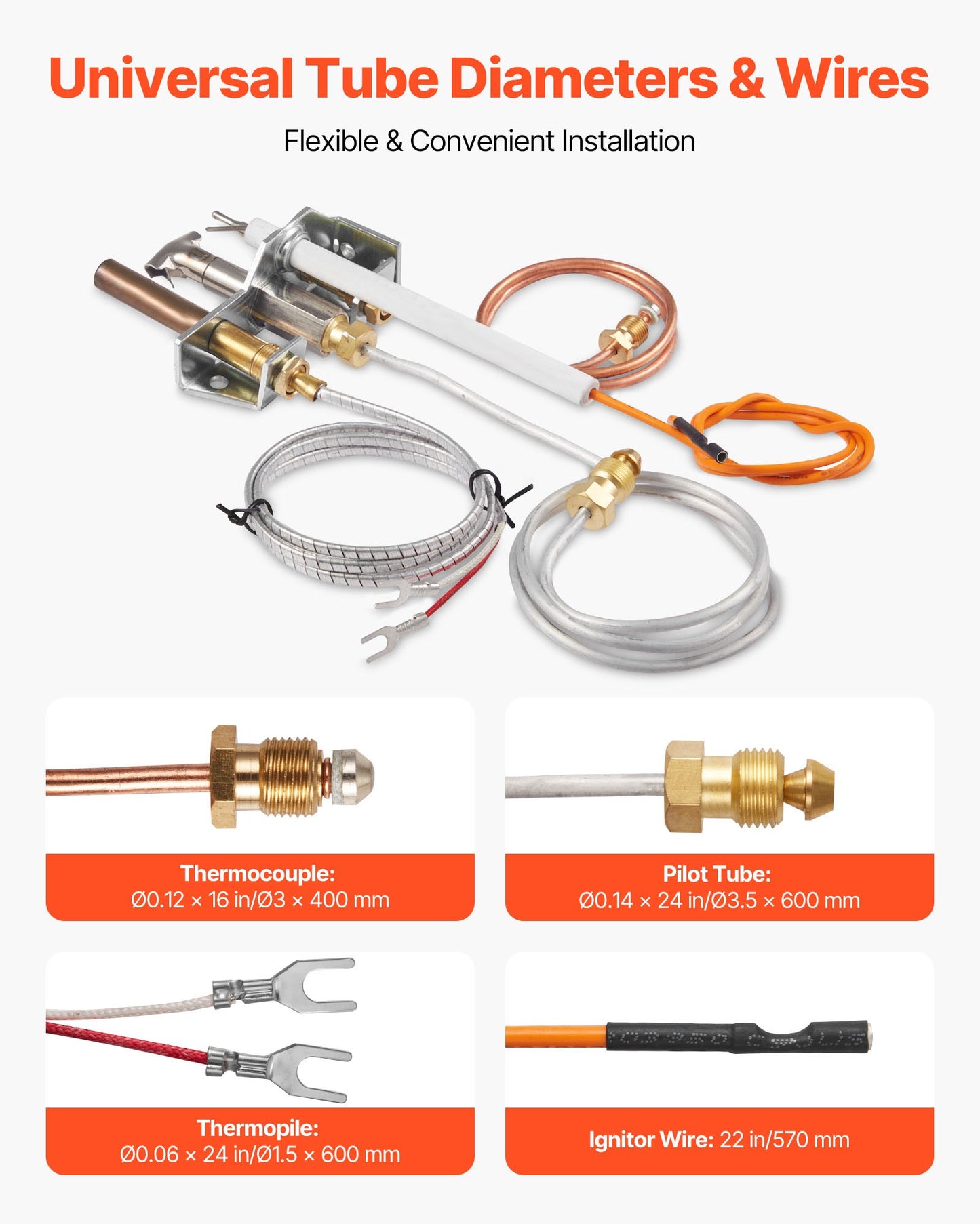 Gaspilot-Baugruppe, OE 4021-732, 25660 Gaspilot-Baugruppe für Kamine, Ersatz für Erdgaszündung mit Pilotrohr, Thermoelement, Thermosäule, Kabeln, kompatibel mit Heatilator-Modellen