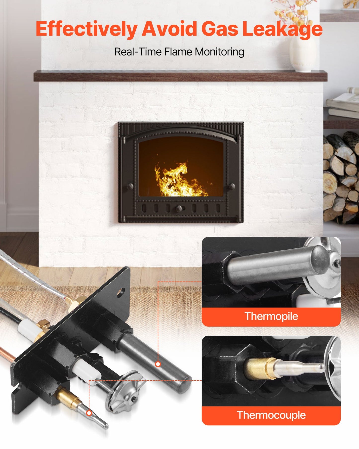 Gas Pilot Assembly, OE 10002265, 10002264, SRV10002264 Fireplace Gas Pilot Assembly, Natural Gas & LPG Ignition Replacement, Fit Majestic, Vermont Castings, Temco, Dutchwest, Monessen, Century