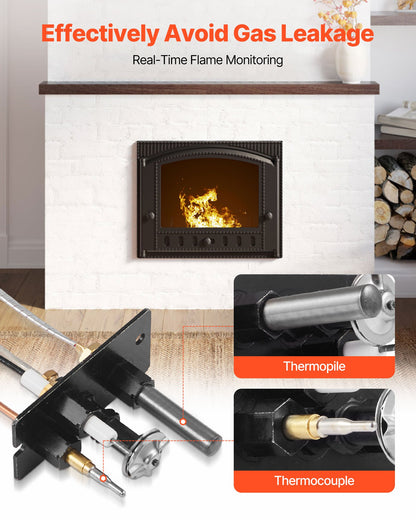 Gas Pilot Assembly, OE 10002265, 10002264, SRV10002264 Fireplace Gas Pilot Assembly, Natural Gas & LPG Ignition Replacement, Fit Majestic, Vermont Castings, Temco, Dutchwest, Monessen, Century