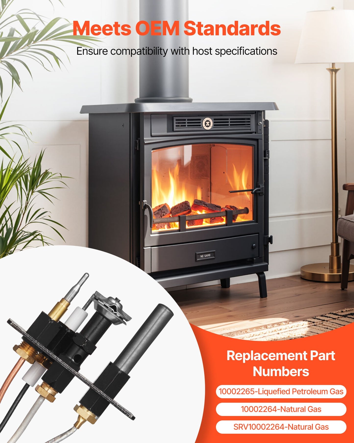 Gas Pilot Assembly, OE 10002265, 10002264, SRV10002264 Fireplace Gas Pilot Assembly, Natural Gas & LPG Ignition Replacement, Fit Majestic, Vermont Castings, Temco, Dutchwest, Monessen, Century