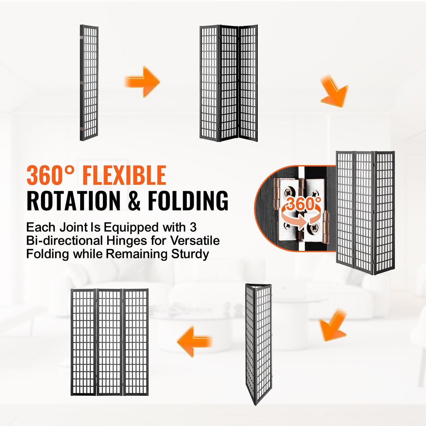 Room Divider, 3 Panel Japanese Room Divider, Wood Folding Privacy Screen Indoor, Japanese Partition Dividers Portable Decoration Screens, for Room Separation Home Office Restaurant & Bedroom