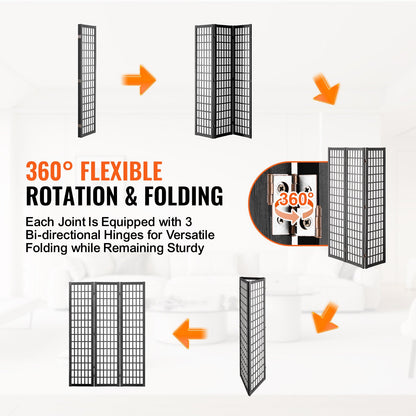 Room Divider, 3 Panel Japanese Room Divider, Wood Folding Privacy Screen Indoor, Japanese Partition Dividers Portable Decoration Screens, for Room Separation Home Office Restaurant & Bedroom