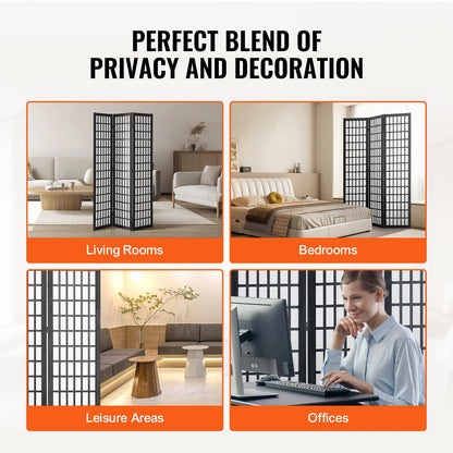 Room Divider, 3 Panel Japanese Room Divider, Wood Folding Privacy Screen Indoor, Japanese Partition Dividers Portable Decoration Screens, for Room Separation Home Office Restaurant & Bedroom