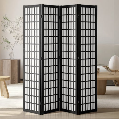 Room Divider, 4 Panel Japanese Room Divider, Wood Folding Privacy Screen Indoor, Japanese Partition Dividers Portable Decoration Screens, for Room Separation Home Office Restaurant & Bedroom