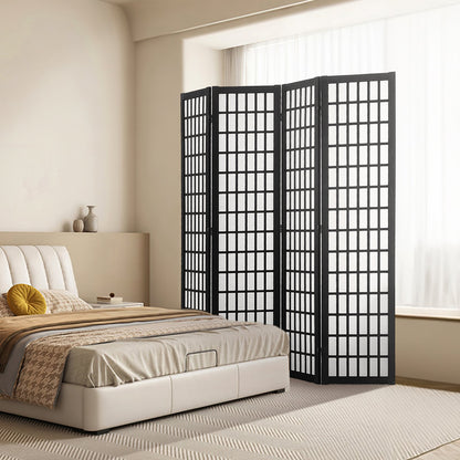 Room Divider, 4 Panel Japanese Room Divider, Wood Folding Privacy Screen Indoor, Japanese Partition Dividers Portable Decoration Screens, for Room Separation Home Office Restaurant & Bedroom