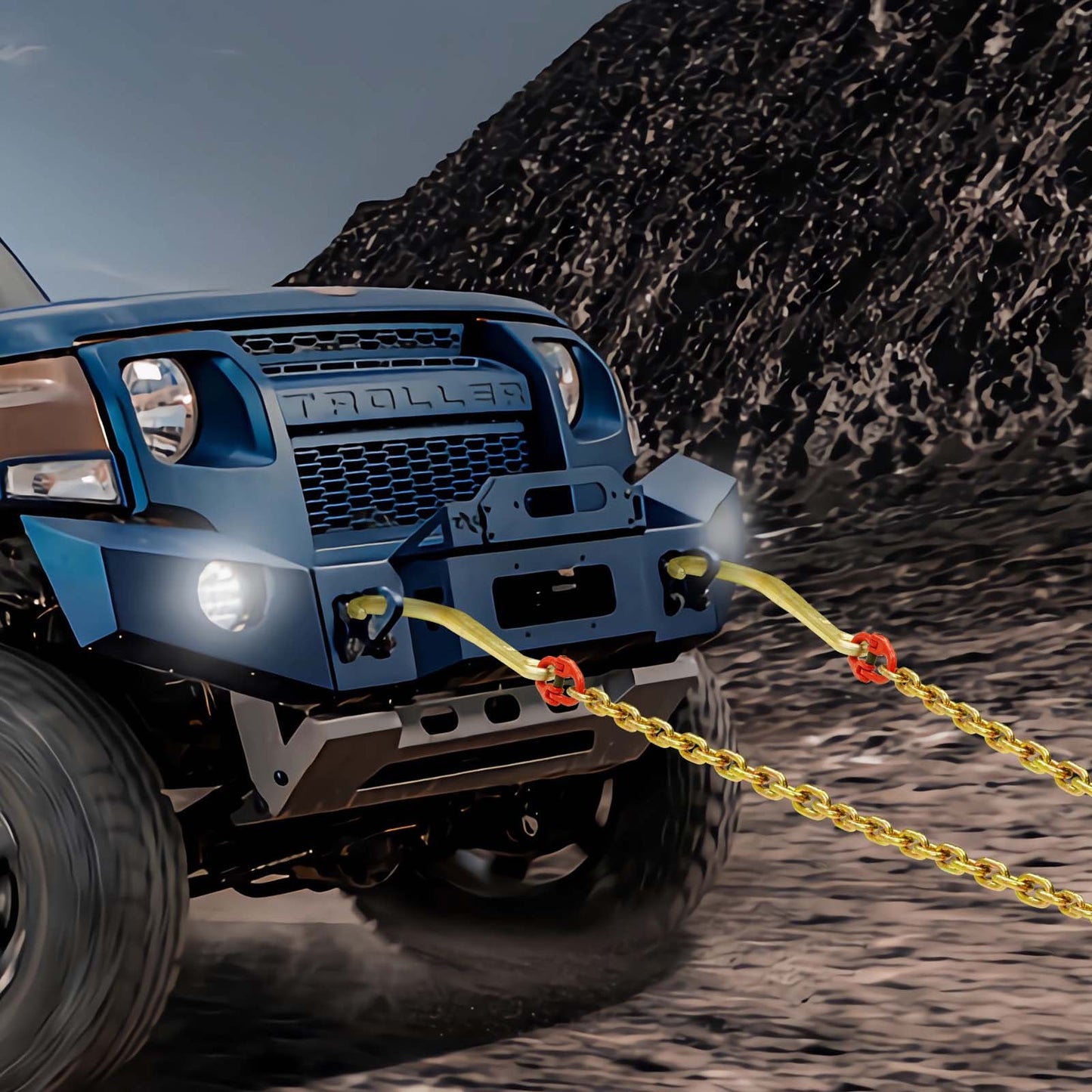 G80 V Bridle Chain, 5/16" x 2' Towing Chain Bridle with 15" J Hooks and Grab Hooks, Heavy Duty Transport Tow Chain Bridle with 10800 lbs Safe Working Load for Flatbed Truck Wrecker Recovery