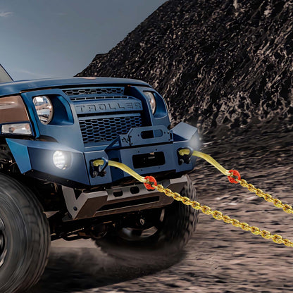 G80 V Bridle Chain, 5/16" x 2' Towing Chain Bridle with 15" J Hooks and Grab Hooks, Heavy Duty Transport Tow Chain Bridle with 10800 lbs Safe Working Load for Flatbed Truck Wrecker Recovery