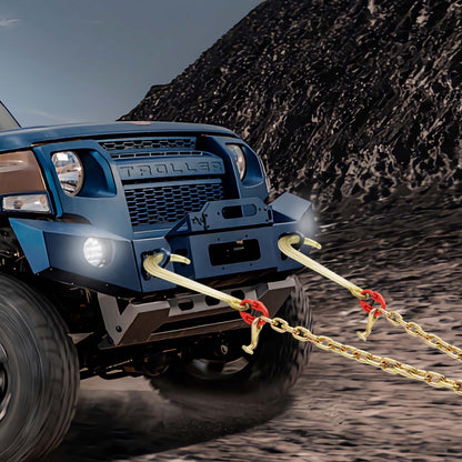 G80 V Bridle Chain, 3/8" x 2' Towing Chain Bridle with 15" J Hooks, T Hooks & Grab Hooks, Heavy Duty Transport Tow Chain Bridle with 7800 lbs Safe Working Load for Flatbed Truck Wrecker Recovery