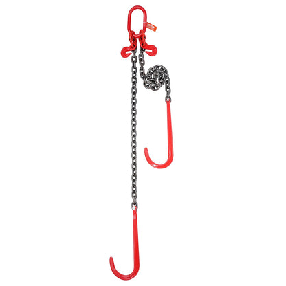 G80 V Bridle Chain, 3/8" x 3' Towing Chain Bridle with 15" J Hooks and Grab Hooks, Heavy Duty Transport Tow Chain Bridle with 7800 lbs Safe Working Load for Flatbed Trailer Wrecker Recovery