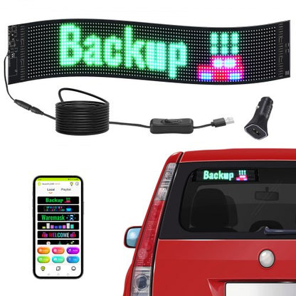 Programmable LED Sign, P6 Full Color LED Scrolling Panel, DIY Custom Text Animation Pattern Display Board, Bluetooth APP Control Message Shop Sign for Store Business Car Advertising, 68x12cm