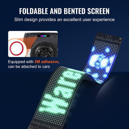 Programmable LED Sign, P6 Full Color LED Scrolling Panel, DIY Custom Text Animation Pattern Display Board, Bluetooth APP Control Message Shop Sign for Store Business Car Advertising, 68x12cm