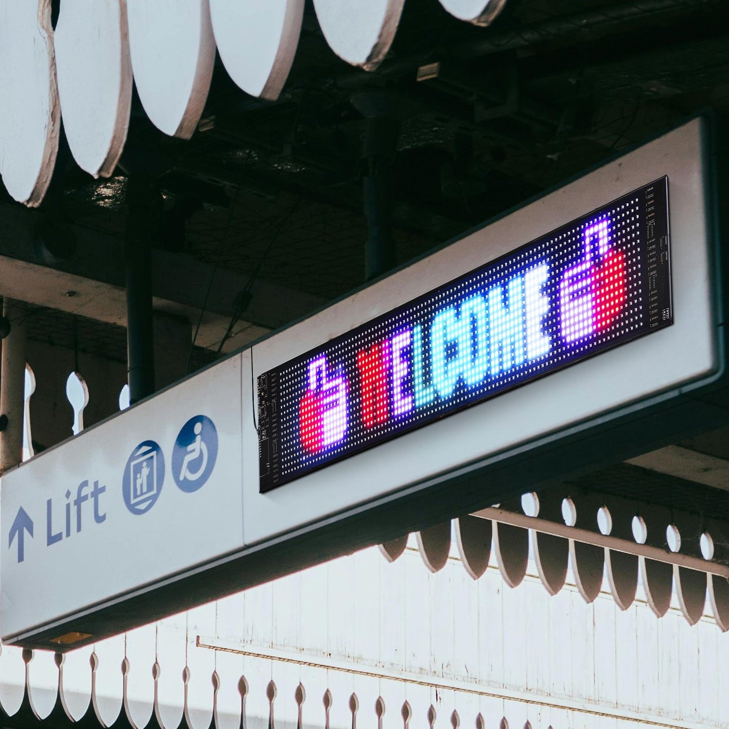 Programmable LED Sign, P6 Full Color LED Scrolling Panel, DIY Custom Text Animation Pattern Display Board, Bluetooth APP Control Message Shop Sign for Store Business Car Advertising, 68x12cm