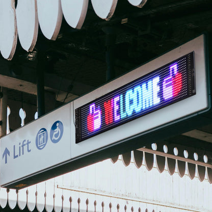 Programmable LED Sign, P6 Full Color LED Scrolling Panel, DIY Custom Text Animation Pattern Display Board, Bluetooth APP Control Message Shop Sign for Store Business Car Advertising, 68x12cm