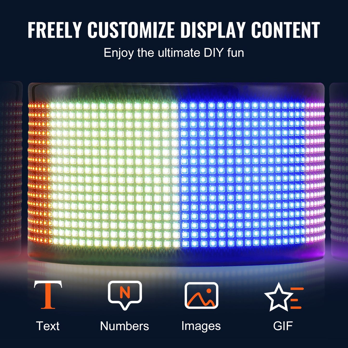 Programmable LED Sign, P5 Full Color LED Scrolling Panel, DIY Custom Text Animation Pattern Display Board, Bluetooth APP Control Message Shop Sign for Store Business Car Advertising, 83.5x20cm