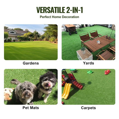 Artifical Grass, 0.9 x 1.5 m Rug Green Turf, 35mm Fake Door Mat Outdoor Patio Lawn Decoration, Easy to Clean with Drainage Holes, Perfect For Multi-Purpose Home Indoor Entryway Scraper Dog Mats
