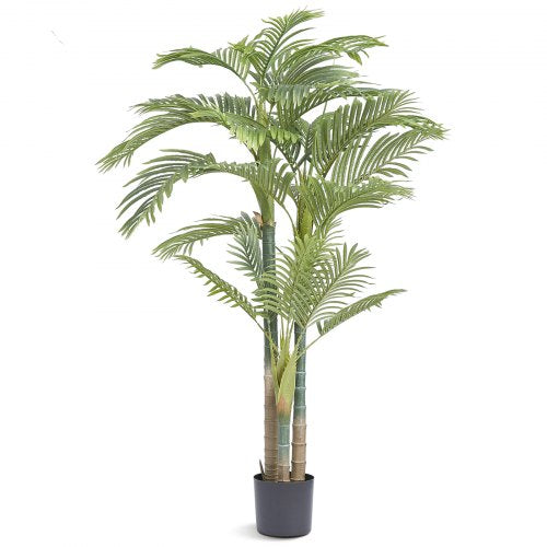 Artificial Gold Cane Palm Tree, 2m Tall Faux Plant, PE Material & Anti-Tip Tilt Protection Low-Maintenance Plant, Lifelike Green Fake Tree for Home Office Warehouse Decor Indoor Outdoor