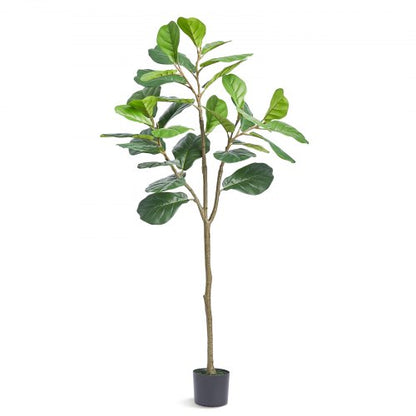 Artificial Fiddle Leaf Fig Tree, 5 FT, Secure PE Material & Anti-Tip Tilt Protection Low-Maintenance Faux Plant, Lifelike Green Fake Potted Tree for Home Office Warehouse Decor Indoor Outdoor