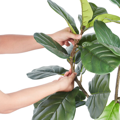 Artificial Fiddle Leaf Fig Tree, 5 FT, Secure PE Material & Anti-Tip Tilt Protection Low-Maintenance Faux Plant, Lifelike Green Fake Potted Tree for Home Office Warehouse Decor Indoor Outdoor