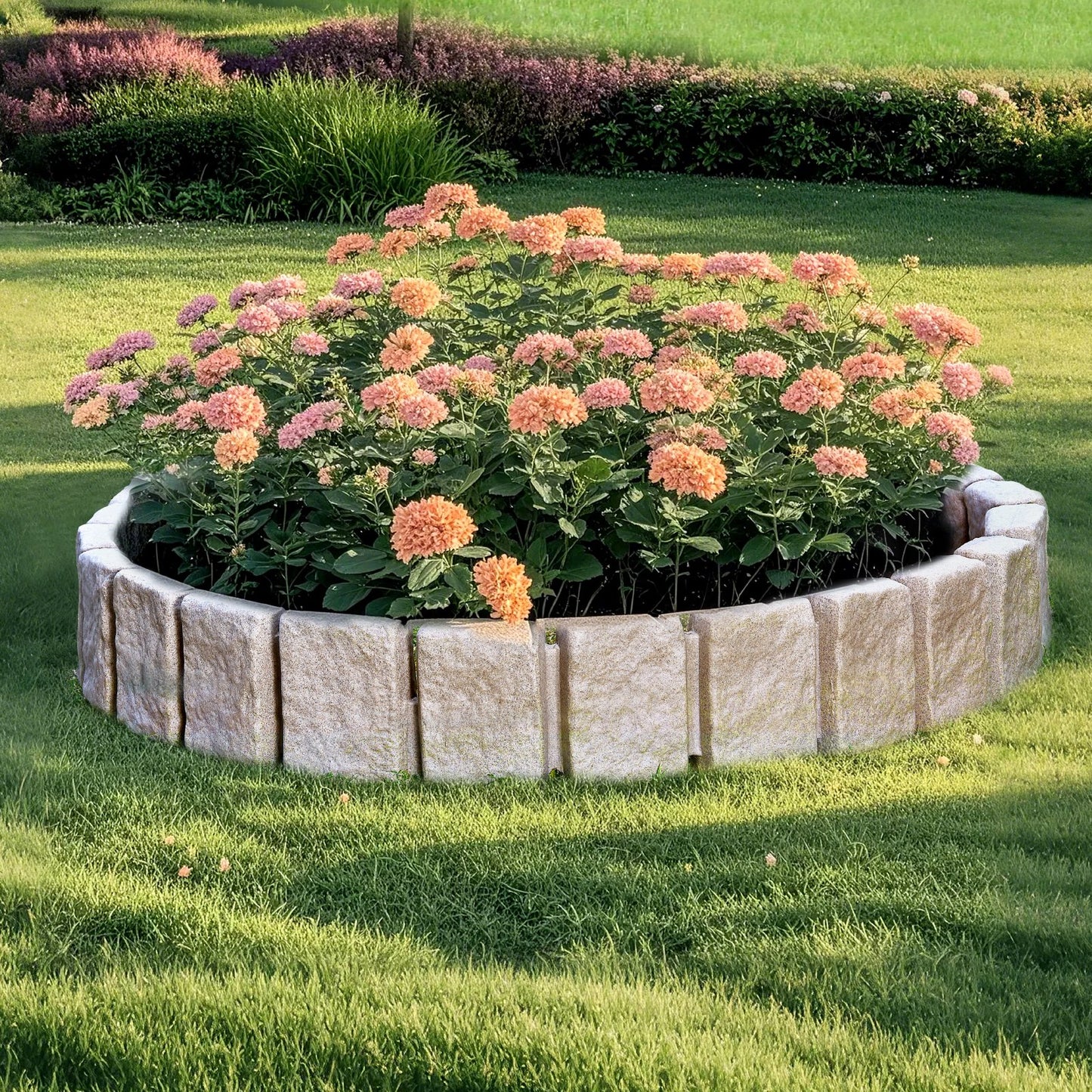 Faux Stone Landscape Edging, 47.2 x 9 in Realistic Lawn Edging, Flexible Brick-Sized Garden Edging Border with Anchoring Spikes, Fade-Resistant Yard Edging for Driveways Walkway Beige