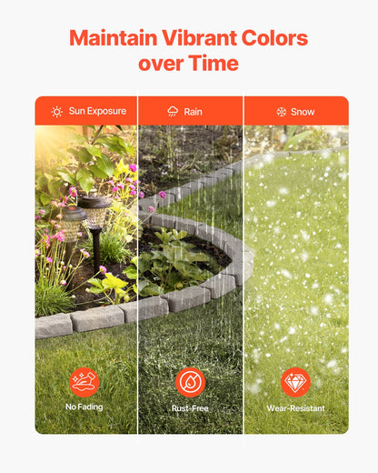 Faux Stone Landscape Edging, 46.4 x 2.2 in Realistic Lawn Edging, Flexible Brick-Sized Garden Edging Border with Anchoring Spikes, Fade-Resistant Yard Edging for Driveways Walkway Beige