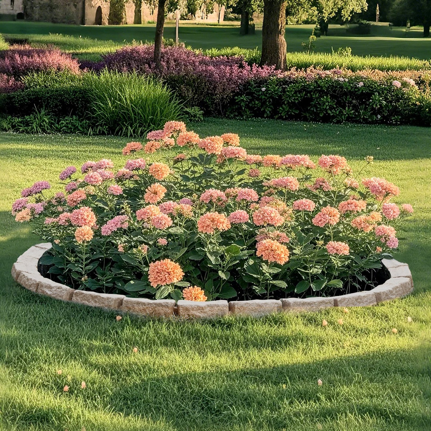 Faux Stone Landscape Edging, 46.4 x 2.2 in Realistic Lawn Edging, Flexible Brick-Sized Garden Edging Border with Anchoring Spikes, Fade-Resistant Yard Edging for Driveways Walkway Beige