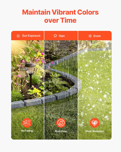 Faux Stone Landscape Edging, 46.4 x 2.2 in Realistic Lawn Edging, Flexible Brick-Sized Garden Edging Border with Anchoring Spikes, Fade-Resistant Yard Edging for Driveways Walkway Grey