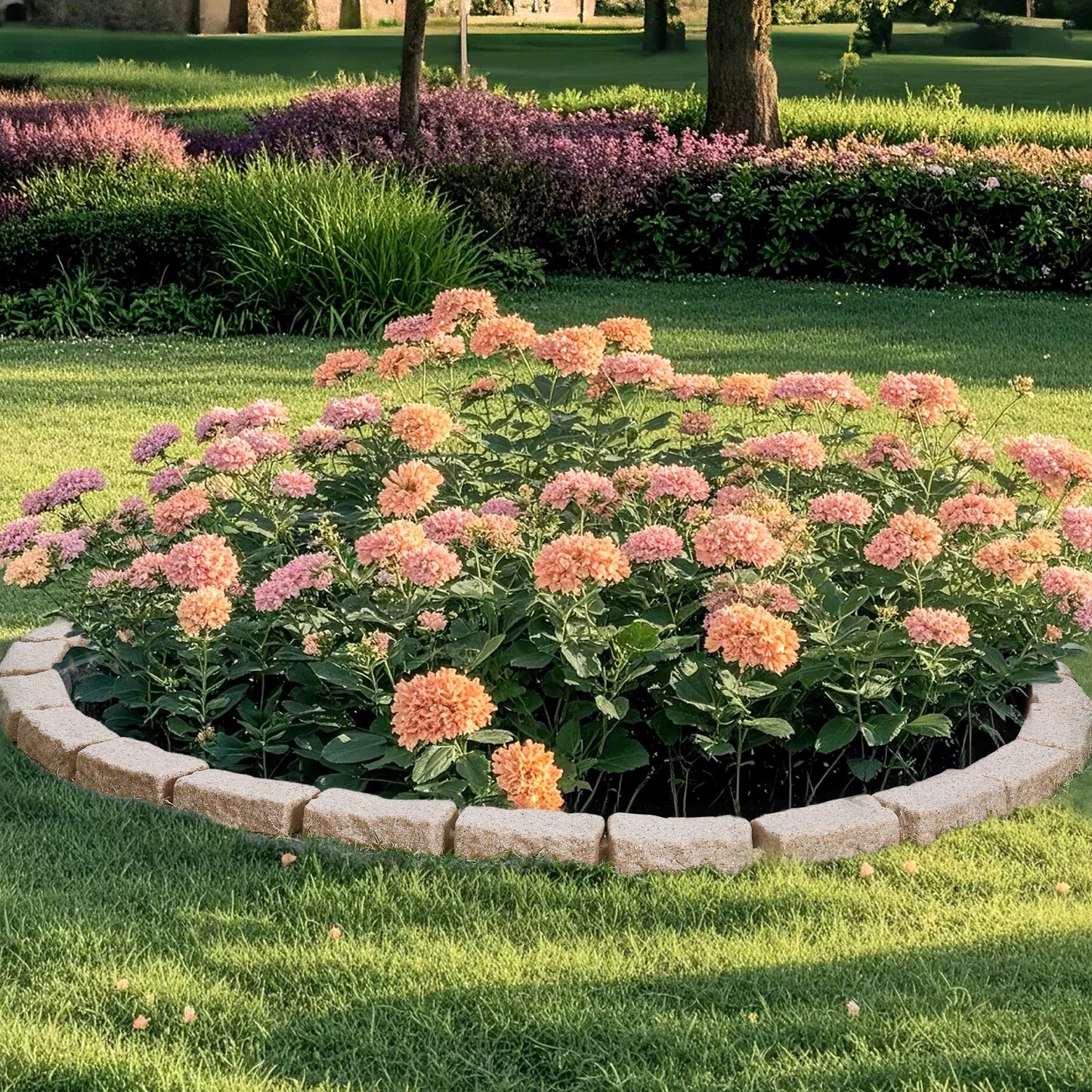 Faux Stone Landscape Edging, 46.4 x 2.2 in Realistic Lawn Edging, Flexible Brick-Sized Garden Edging Border with Anchoring Spikes, Fade-Resistant Yard Edging for Driveways Walkway Brown