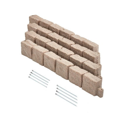 Faux Stone Landscape Edging 46.8 x 3.9 in Realistic Lawn Edging, Flexible Brick-Sized Garden Edging Border with Anchoring Spikes, Fade-Resistant Yard Edging for Driveways Walkway Beige