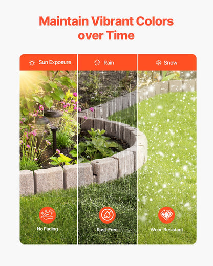 Faux Stone Landscape Edging 46.8 x 3.9 in Realistic Lawn Edging, Flexible Brick-Sized Garden Edging Border with Anchoring Spikes, Fade-Resistant Yard Edging for Driveways Walkway Beige