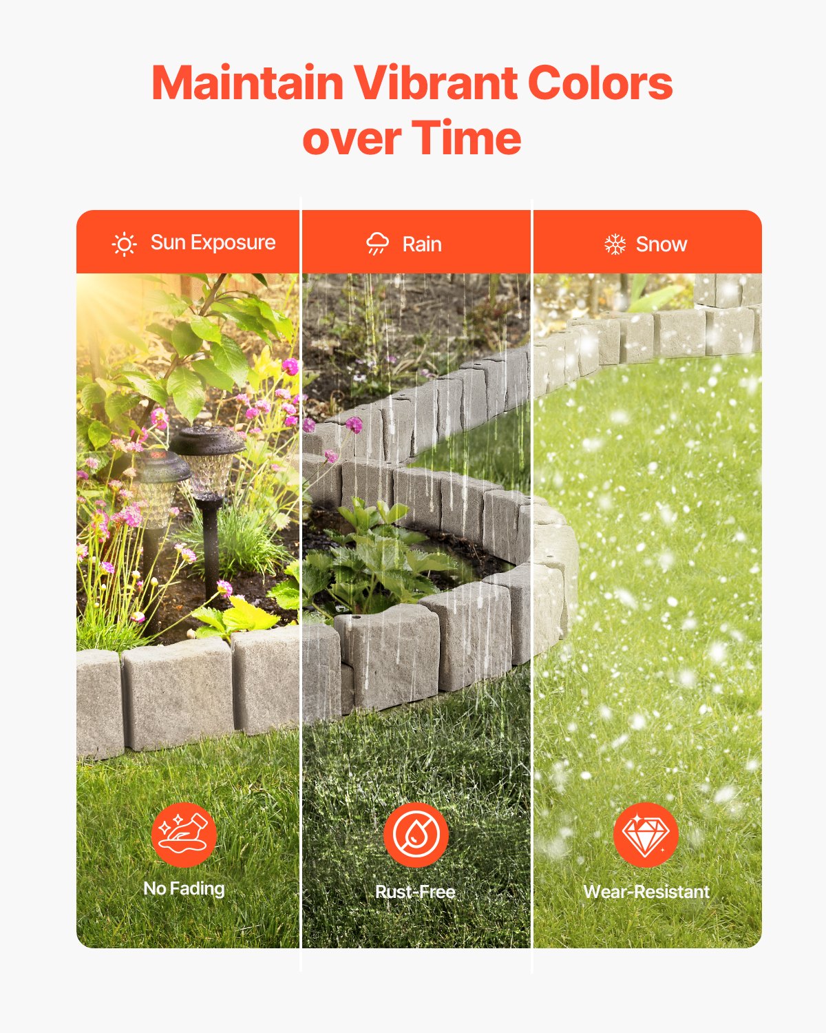 Faux Stone Landscape Edging, 46.8 x 3.9 in Realistic Lawn Edging, Flexible Brick-Sized Garden Edging Border with Anchoring Spikes, Fade-Resistant Yard Edging for Driveways Walkway Brown