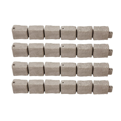 Faux Stone Landscape Edging, 46.8 x 3.9 in Realistic Lawn Edging, Flexible Brick-Sized Garden Edging Border with Anchoring Spikes, Fade-Resistant Yard Edging for Driveways Walkway Brown