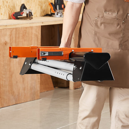 Gehrungssägenständer, Tragkraft 150 kg, zusammenklappbarer Stahlständer für Gehrungssägen mit einteiligen Montagehalterungen und Klemmen, höhenverstellbar von 74 bis 84 cm, tragbarer, kompakter und faltbarer Gehrungssägenständer