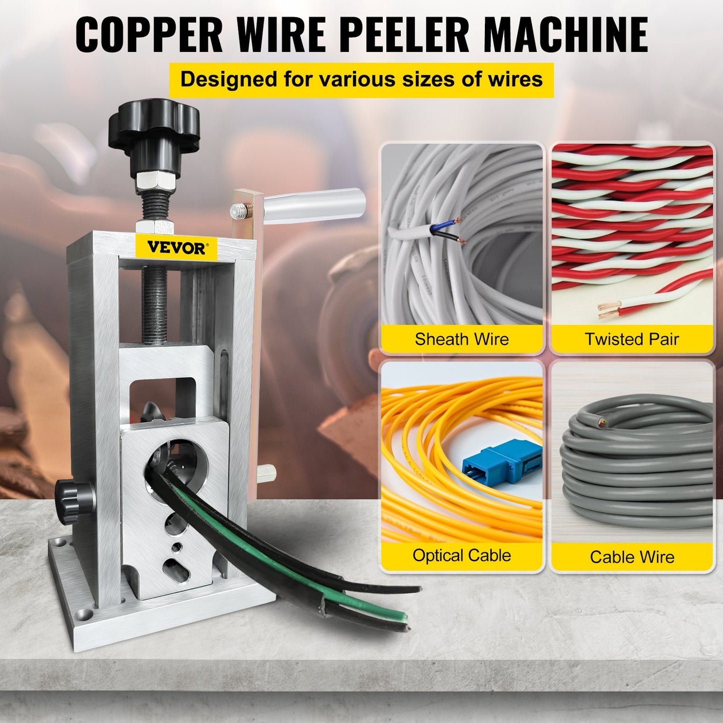 Wire Stripping Machine, 1.5-40 mm Drill Powered, Manual Copper Stripper w Heat Treated Steel Ultra Long Lasting Blade, Compact & Portable for Scrap Cable Peeling Recycling