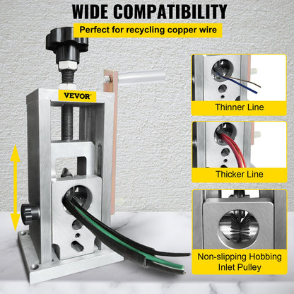 Wire Stripping Machine, 1.5-40 mm Drill Powered, Manual Copper Stripper w Heat Treated Steel Ultra Long Lasting Blade, Compact & Portable for Scrap Cable Peeling Recycling