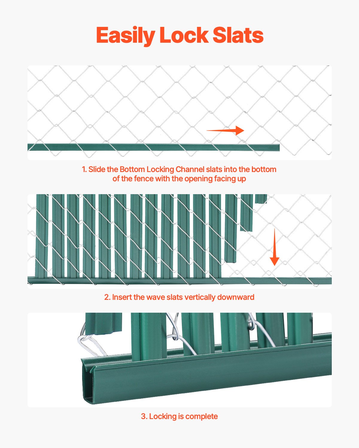 Bottom Locking Privacy Slats, Double-Wall Vertical Bottom-Locking Slats with Wings for Chain-Link Fence, High-Density HDPE Chain Link Slats Ideally Fit 4' High Fence for Garden and Farm(Green)