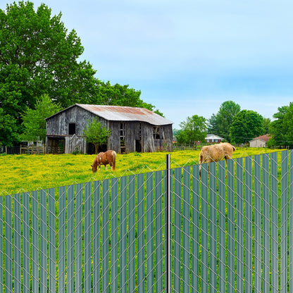 Bottom Locking Privacy Slats, Double-Wall Vertical Bottom-Locking Slats with Wings for Chain-Link Fence, High-Density HDPE Chain Link Slats Ideally Fit 4' High Fence for Garden and Farm(Green)