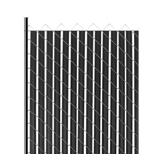 Bottom Locking Privacy Slats, Double-Wall Vertical Bottom-Locking Slats with Wings for Chain-Link Fence, High-Density HDPE Chain Link Slats Ideally Fit 6' High Fence for Garden and Farm(Black)