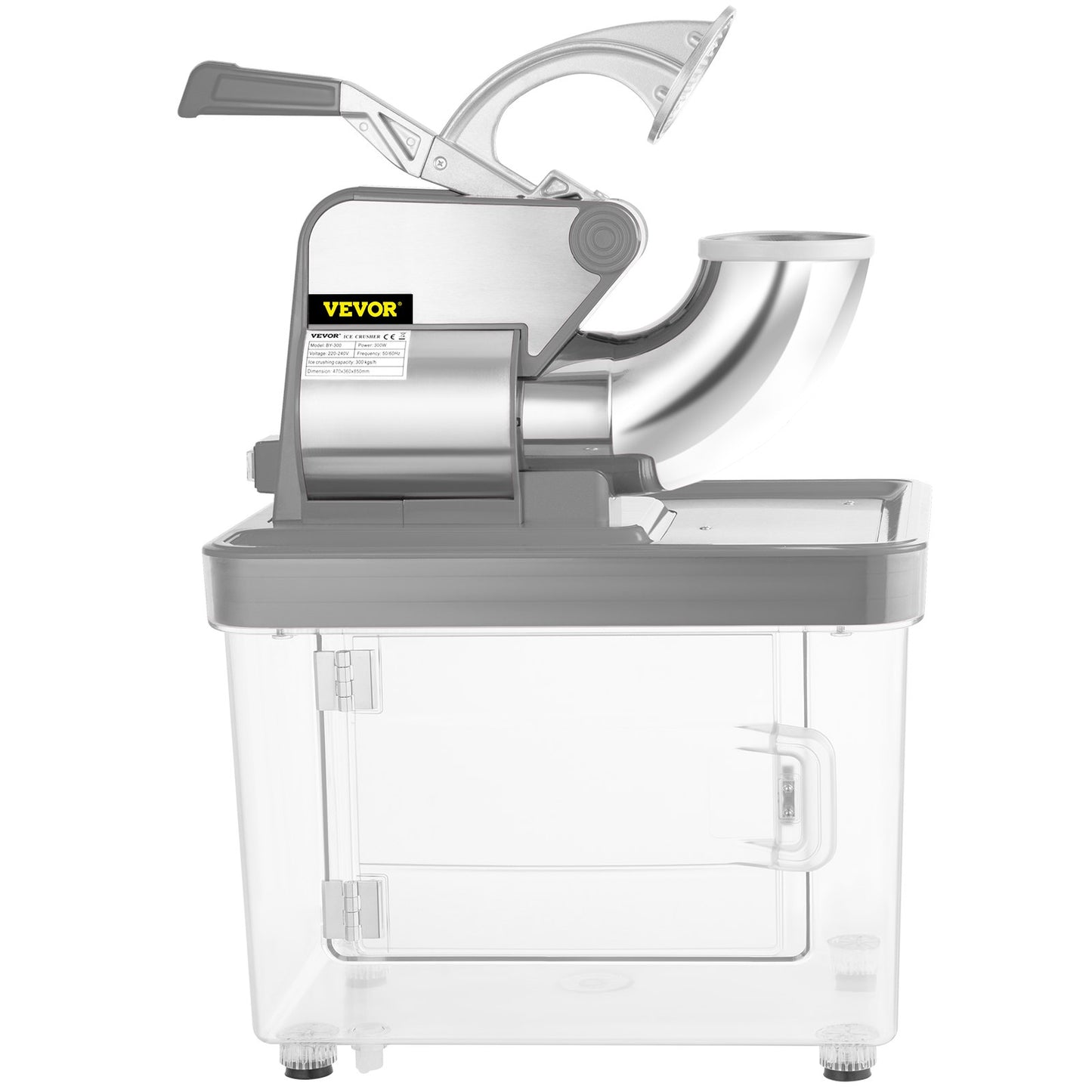 Gewerbliche Schneeeismaschine (180 kg/h), Gewerbliche Schneeballmaschine (1450 U/min), Schneeeismaschine mit isolierter Eisbox, Schneeeismaschine aus Edelstahl, silberfarben