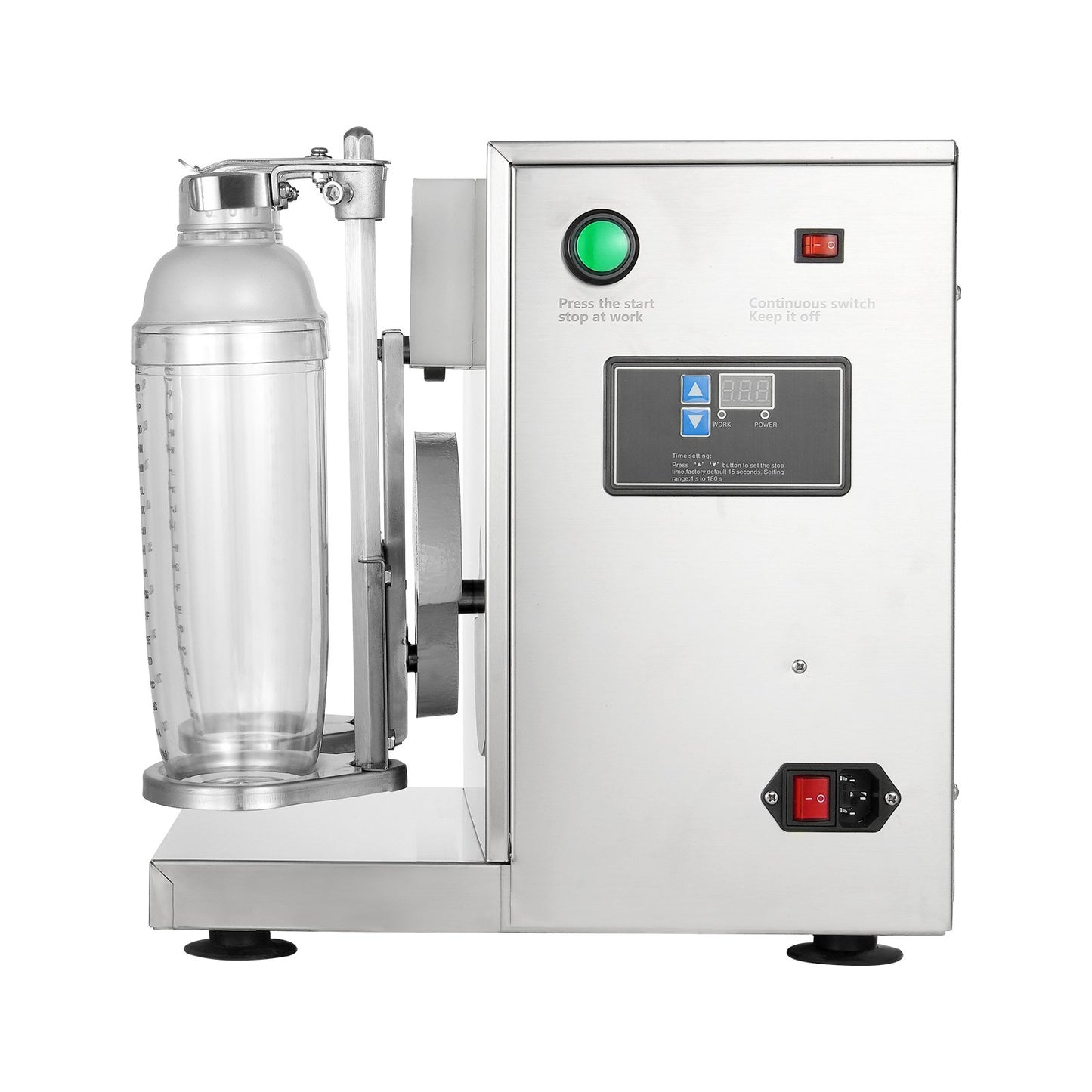 Milkshake Maker Machine, 120W Commercial Milk Tea Shaker Machine, Double Head Milk Shake Mixer Machine, 0-180s Adjustable Milkshake Blender, with 1 L PC Cup, for Milk Tea Store