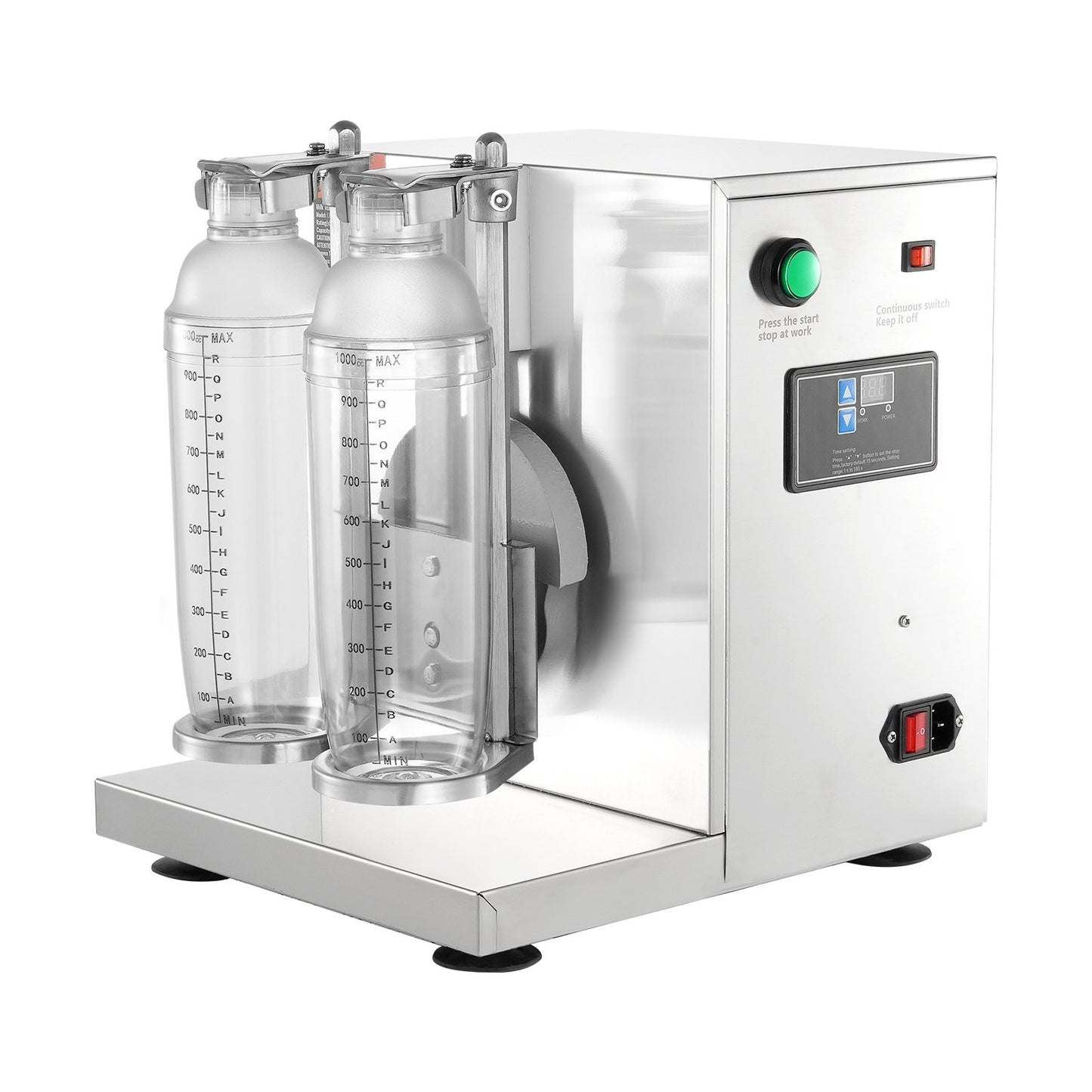 Milkshake Maker Machine, 120W Commercial Milk Tea Shaker Machine, Double Head Milk Shake Mixer Machine, 0-180s Adjustable Milkshake Blender, with 1 L PC Cup, for Milk Tea Store
