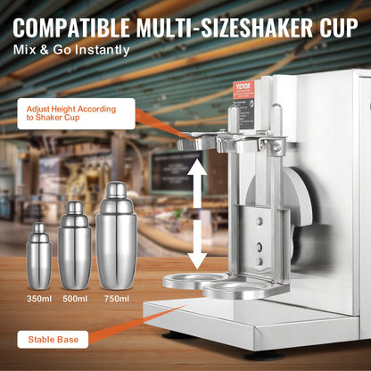 Milkshake Maker Machine, 120W Commercial Milk Tea Shaker Machine, Double Head Milk Shake Mixer Machine, 0-180s Adjustable Milkshake Blender, with 750 ml Stainless Steel Cup, for Milk Tea Store