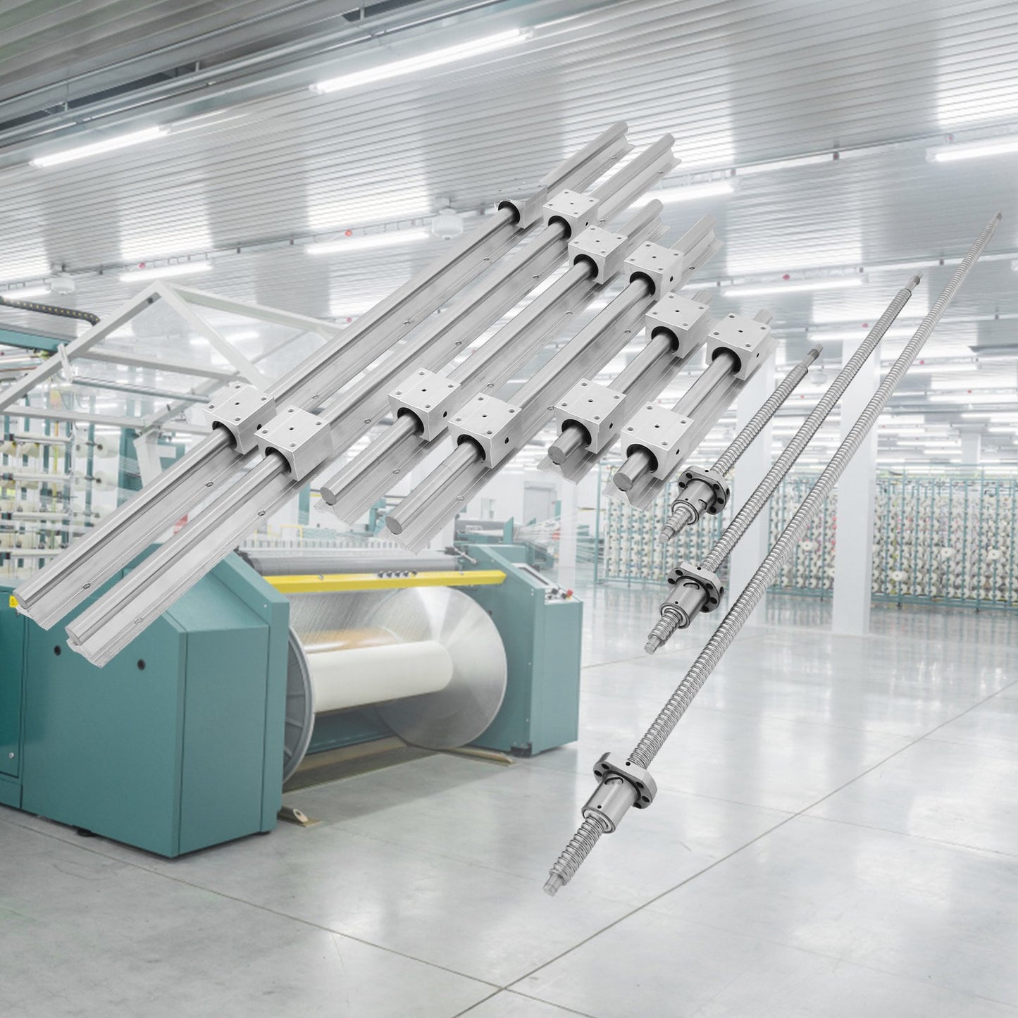 SBR20 Linearführungssatz + 3 Kugelgewindetriebe RM1605-350/650/1050 mm CNC-Set Stütz-Linearführungsschiene + BK/BF12 mit BK/BF 12 CNC-Kit