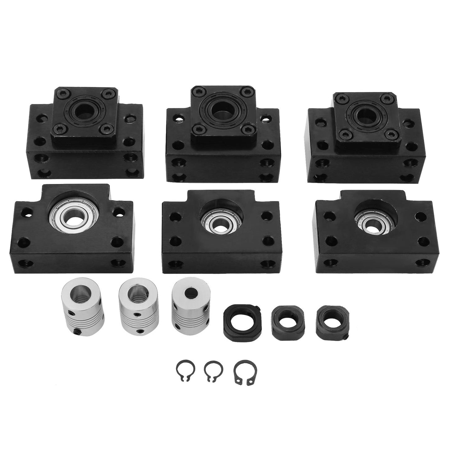 SBR20 Linearführungssatz + 3 Kugelgewindetriebe RM1605-350/650/1050 mm CNC-Set Stütz-Linearführungsschiene + BK/BF12 mit BK/BF 12 CNC-Kit